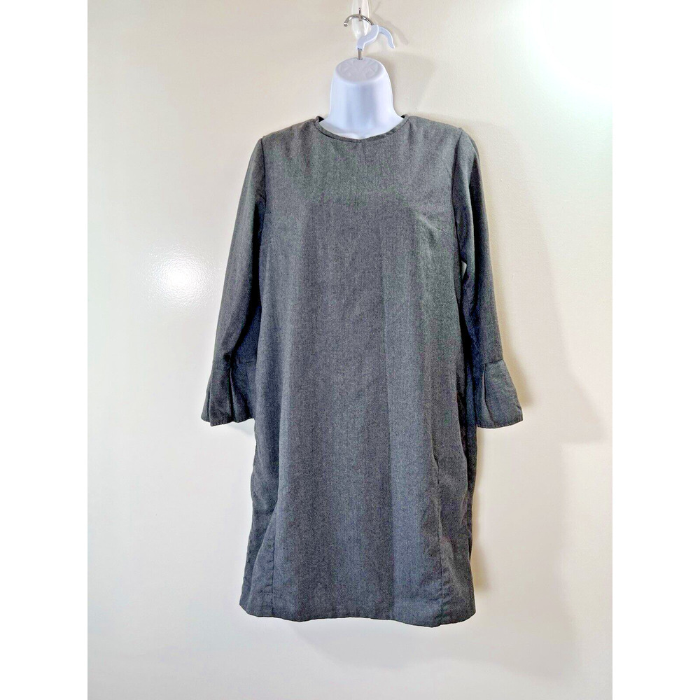 ROSSO35 Women's Italian Wool Blend Dress Size S 42 Gray Minimalist Luxury Office
